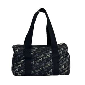 Aritzia TNA Logo Small Black Canvas Duffel Bag Lined Gunmetal Key Dog Hook